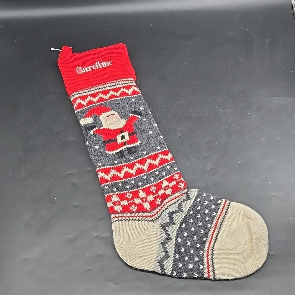 NEW CAROLINE Pottery Barn Christmas Holiday Stocking Wool Blend Fair Isle